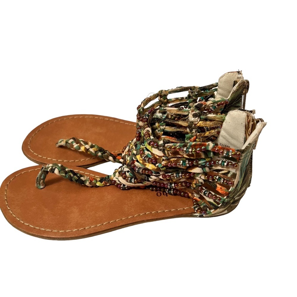 Zigi Soho Boho Beaded Flat Tropical Print Sandals Size 5 - Picture 5 of 6